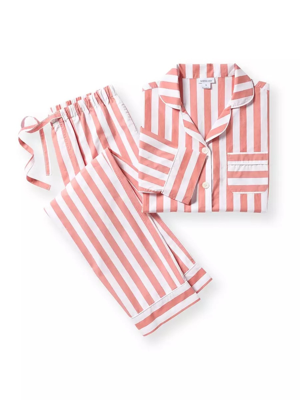 NWT Serena & Lily Beach Club Stripe Pajamas in Coral Stripe - XS